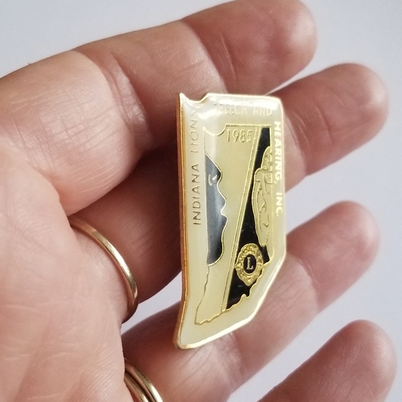 Vintage Lions Club pin enamel brooch Gold tone metal - Picture 3 of 11